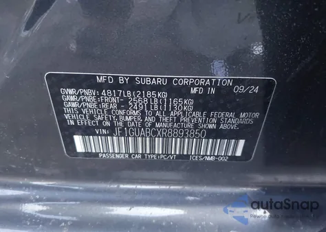 2024 Subaru Impreza Base 5-Door z USA, uszkodzony, nr VIN JF1GUABCXR8893850